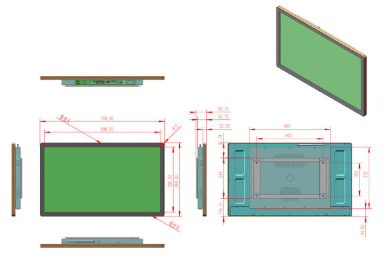 32 นิ้ว Capacitive Touch Monitor ชุดการประกอบ -30C-80C นําการดําเนินงานอุตสาหกรรมของคุณไปสู่ระดับต่อไป